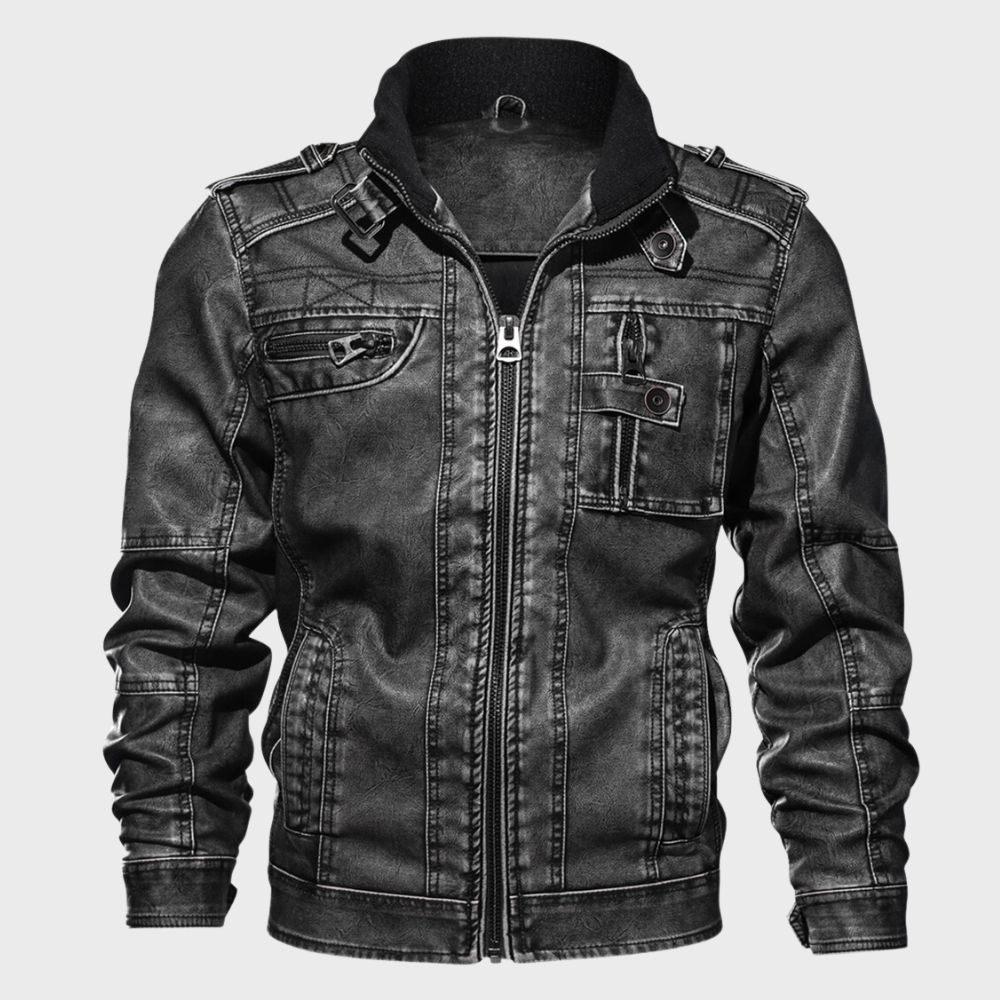 Alpha - Premium Schwarze Lederjacke für Männer