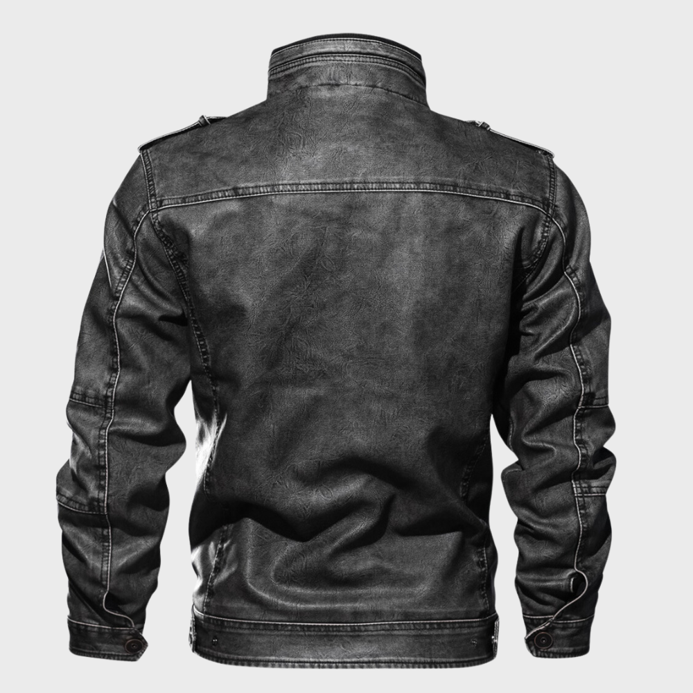 Alpha - Premium Schwarze Lederjacke für Männer
