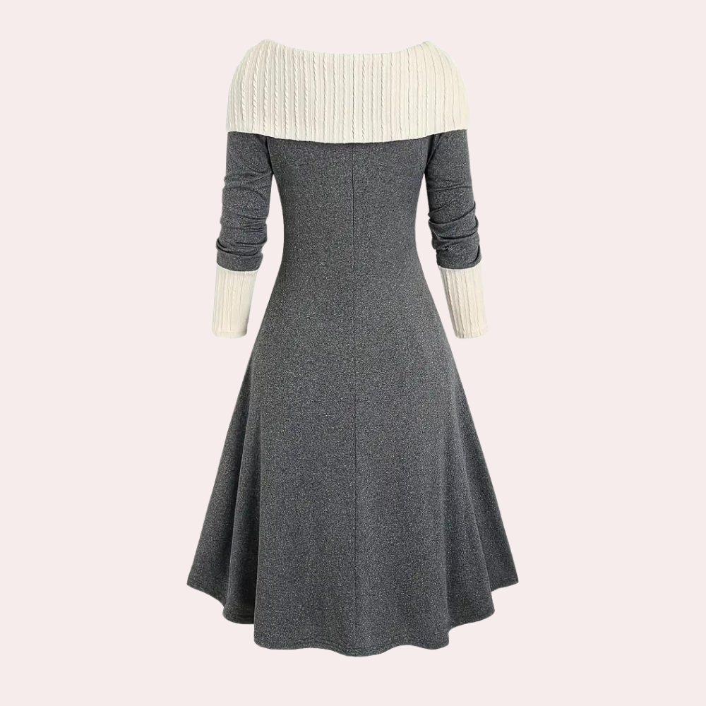 Seraphine - Modisches zweifarbiges Kleid mit langen Ärmeln für Damen