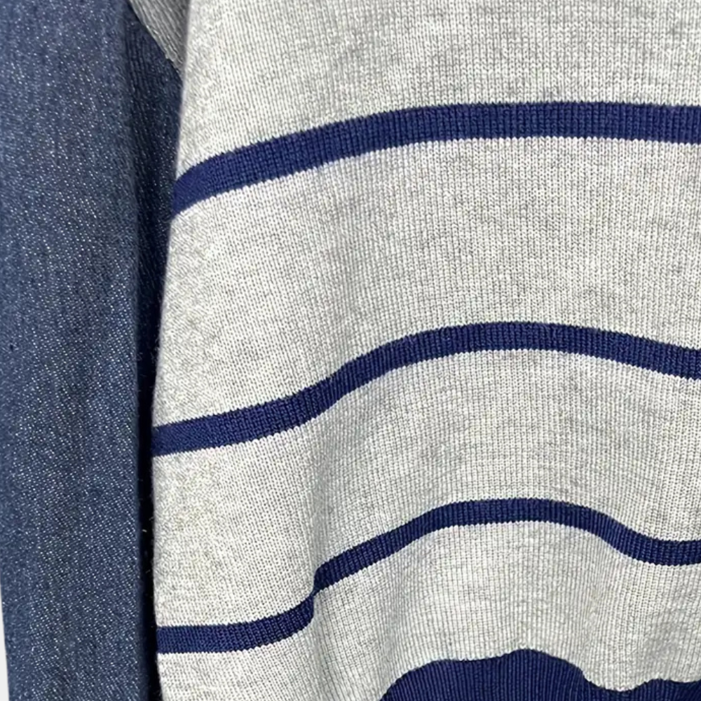 Ravenna - Modischer Pullover mit Denim-Ärmeln für Frauen