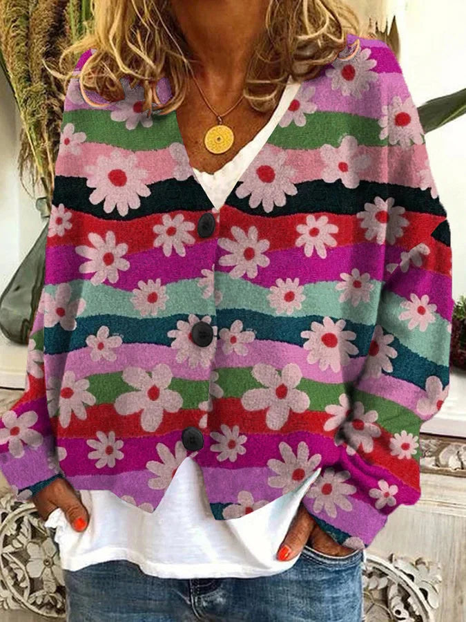 Aurora - Lässiger Flanell-Cardigan für Damen mit Blumenmuster
