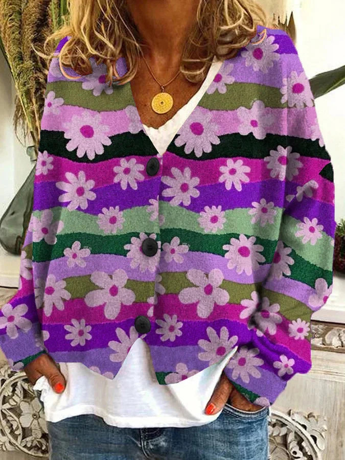 Aurora - Lässiger Flanell-Cardigan für Damen mit Blumenmuster