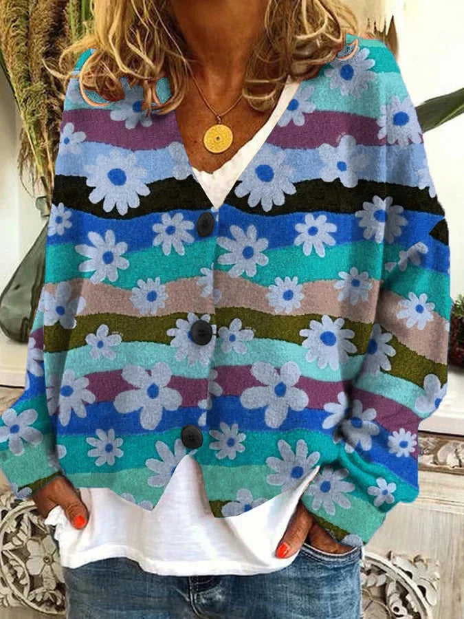 Aurora - Lässiger Flanell-Cardigan für Damen mit Blumenmuster