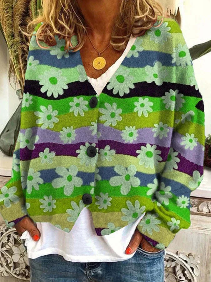 Aurora - Lässiger Flanell-Cardigan für Damen mit Blumenmuster