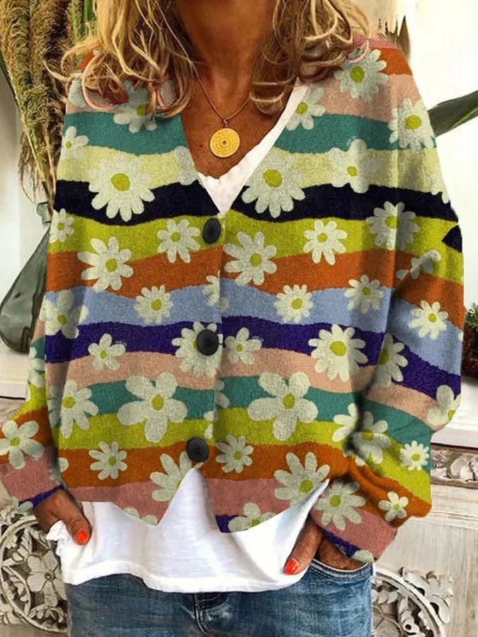 Aurora - Lässiger Flanell-Cardigan für Damen mit Blumenmuster