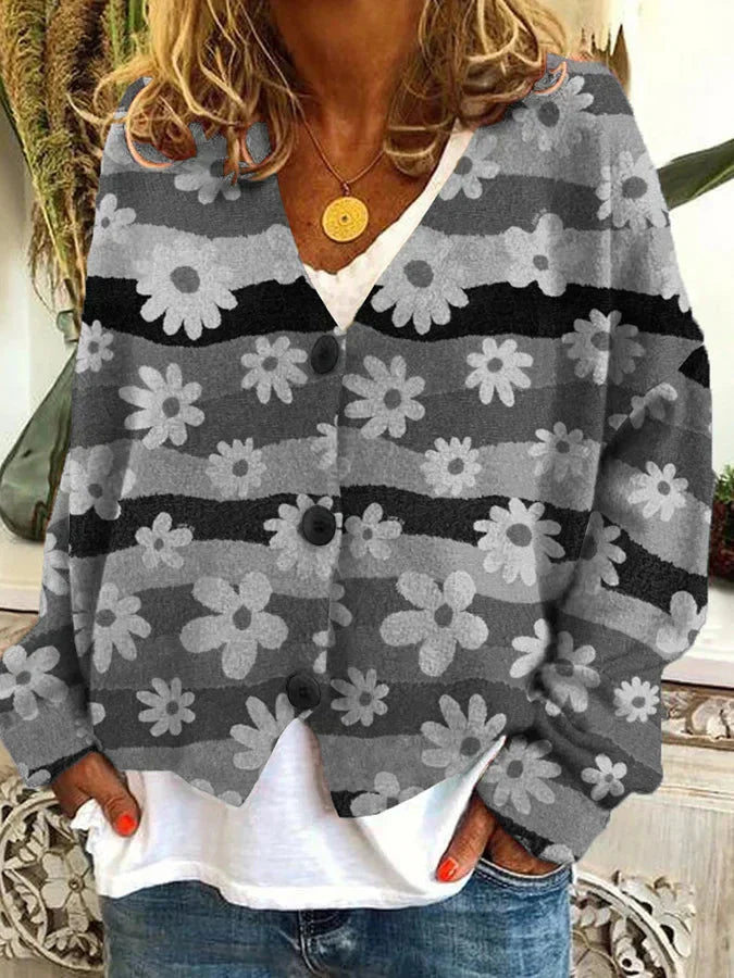 Aurora - Lässiger Flanell-Cardigan für Damen mit Blumenmuster