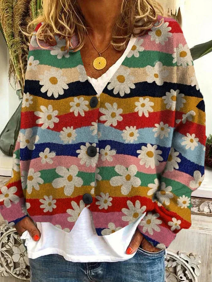 Aurora - Lässiger Flanell-Cardigan für Damen mit Blumenmuster