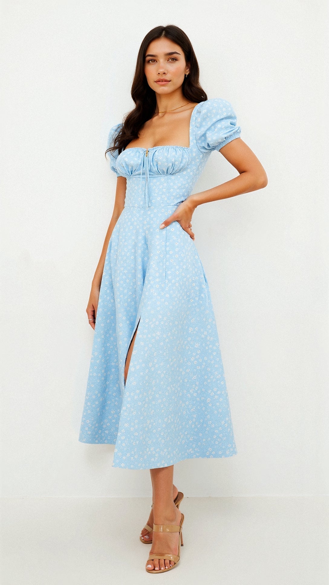 Damen Blumen Sommer Midi Kleid - Aurora