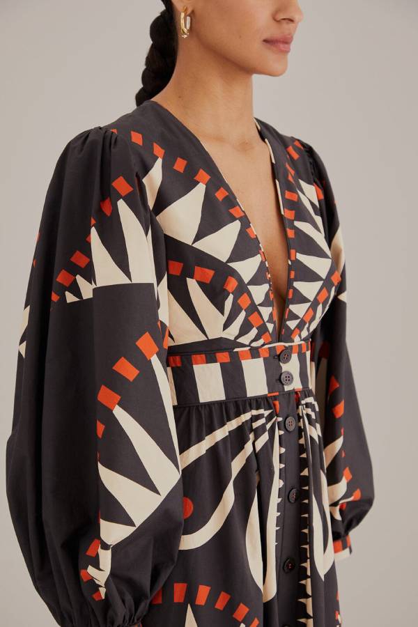 Damen Puffärmel-Maxikleid – Abby