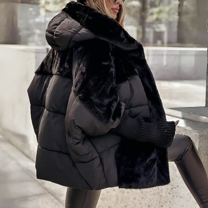Damen Pufferjacke mit Kapuze | Warm & Weich | Faux-Fur-Details
