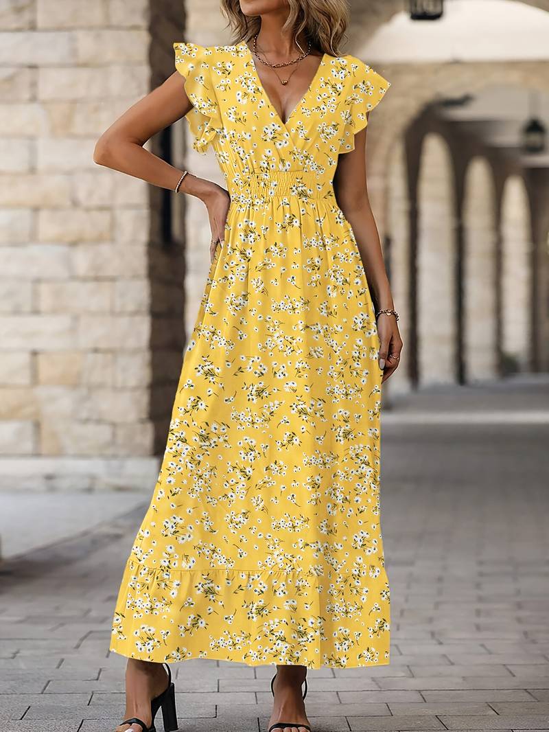 Damen Rüschensaum Sommer Maxikleid - Juliette