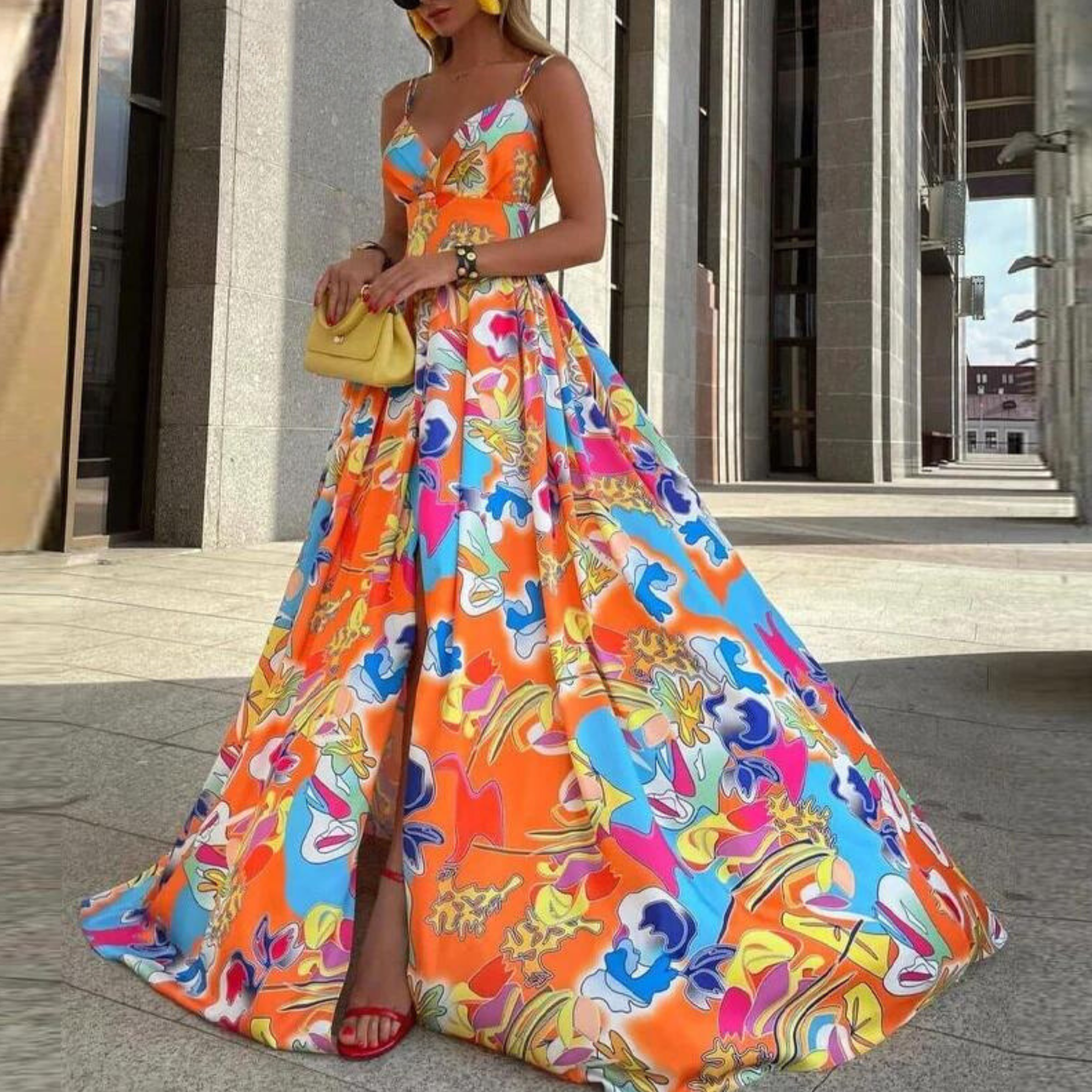 Damen Spaghetti-Träger Maxi Kleid - Heidi