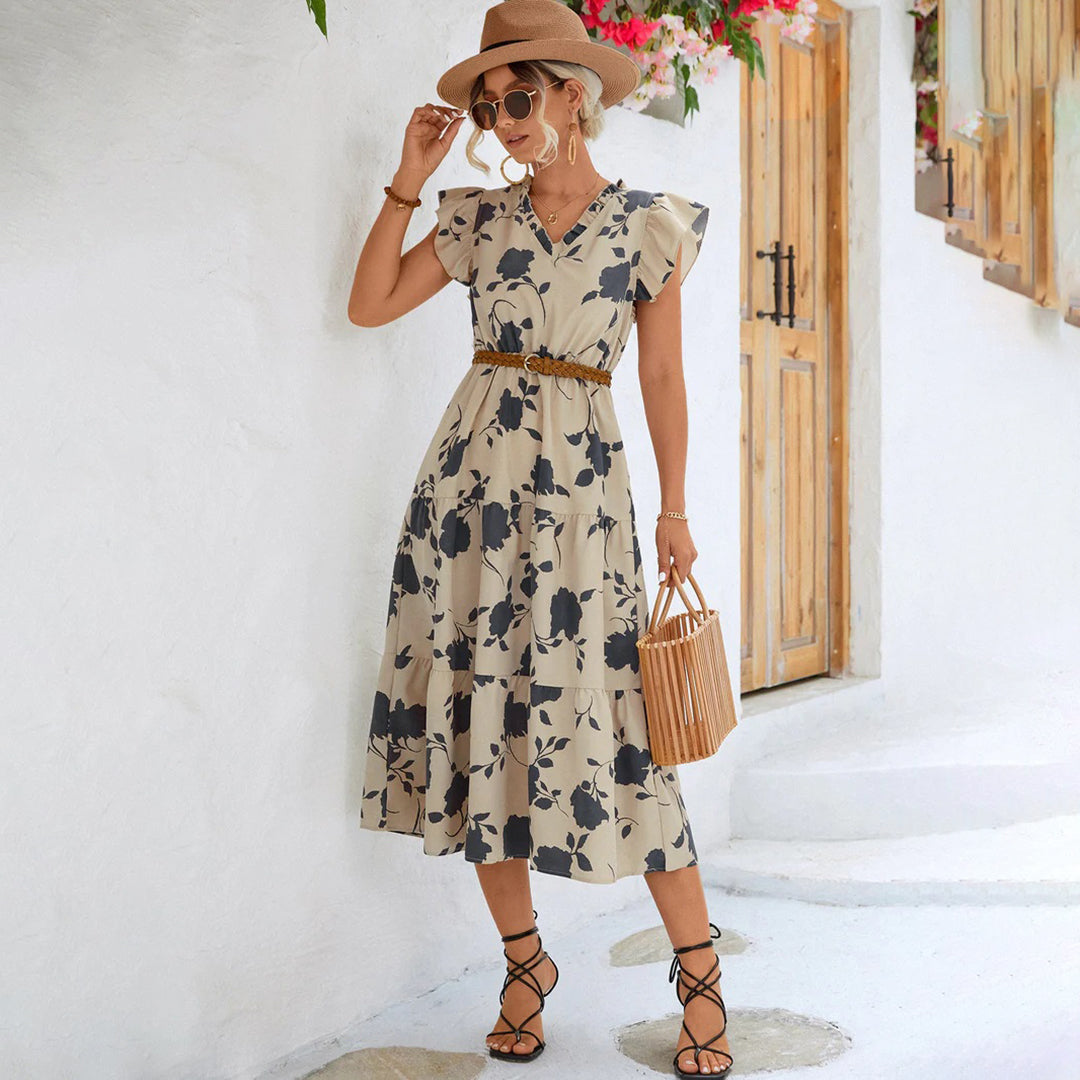 Damen Stylish Sommer Boho Midi Kleid - Olivia