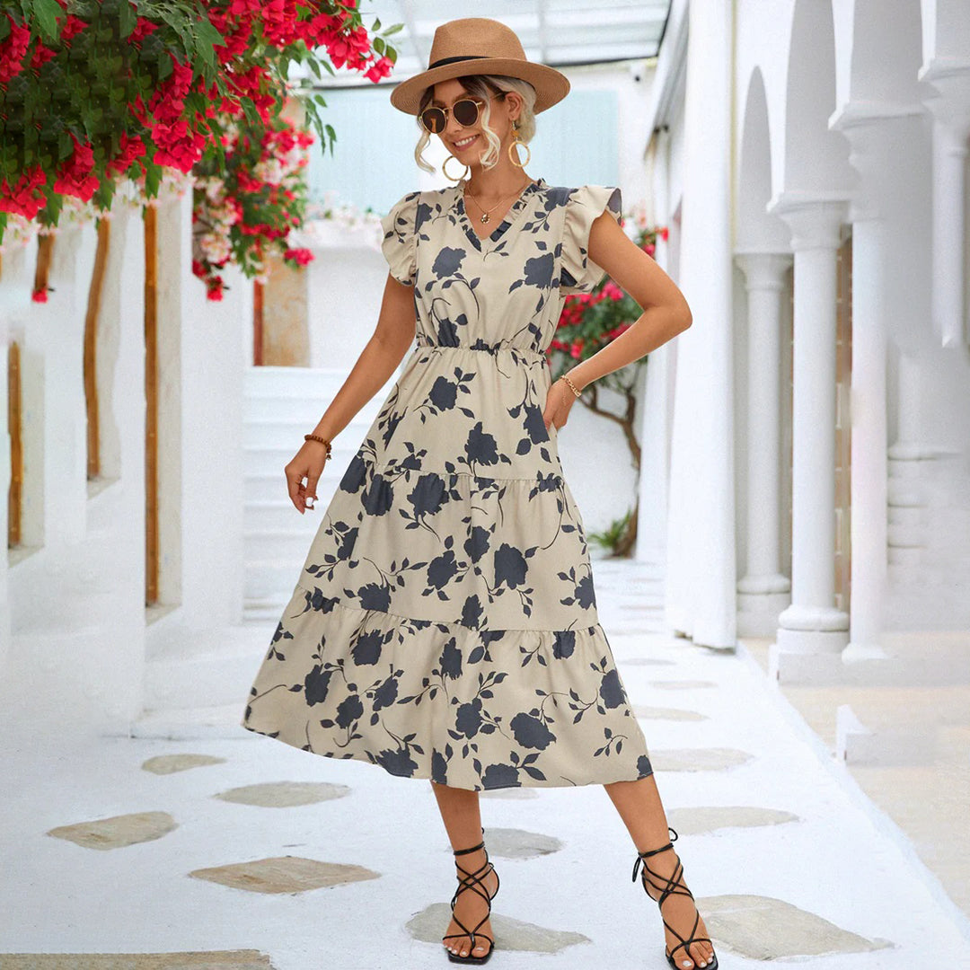 Damen Stylish Sommer Boho Midi Kleid - Olivia