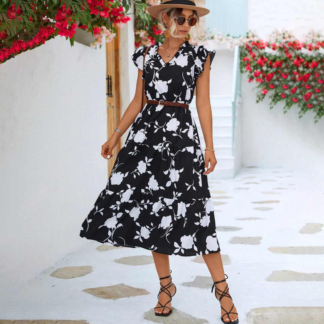 Damen Stylish Sommer Boho Midi Kleid - Olivia