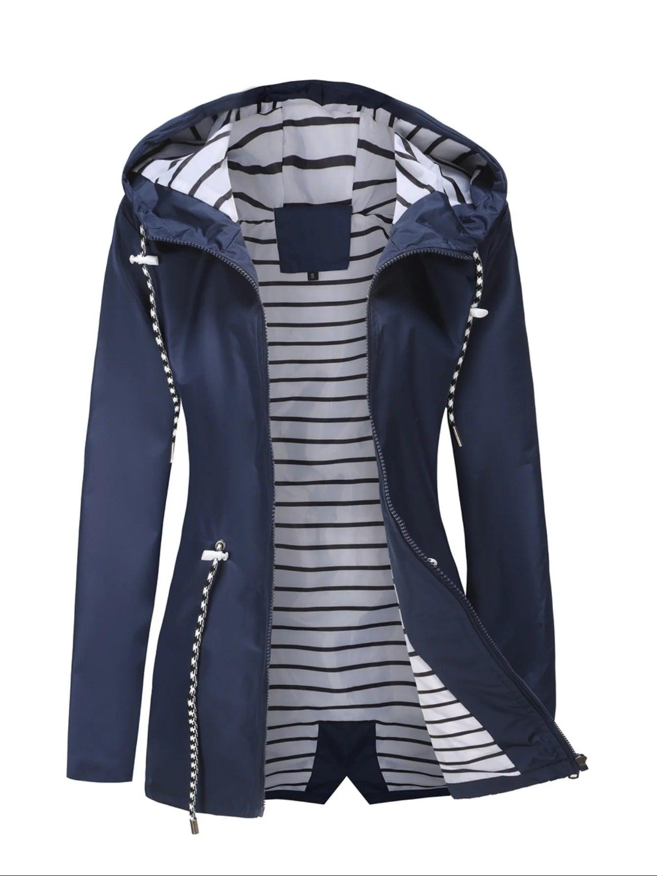 Damen Übergangsjacke mit Kapuze und Streifenfutter