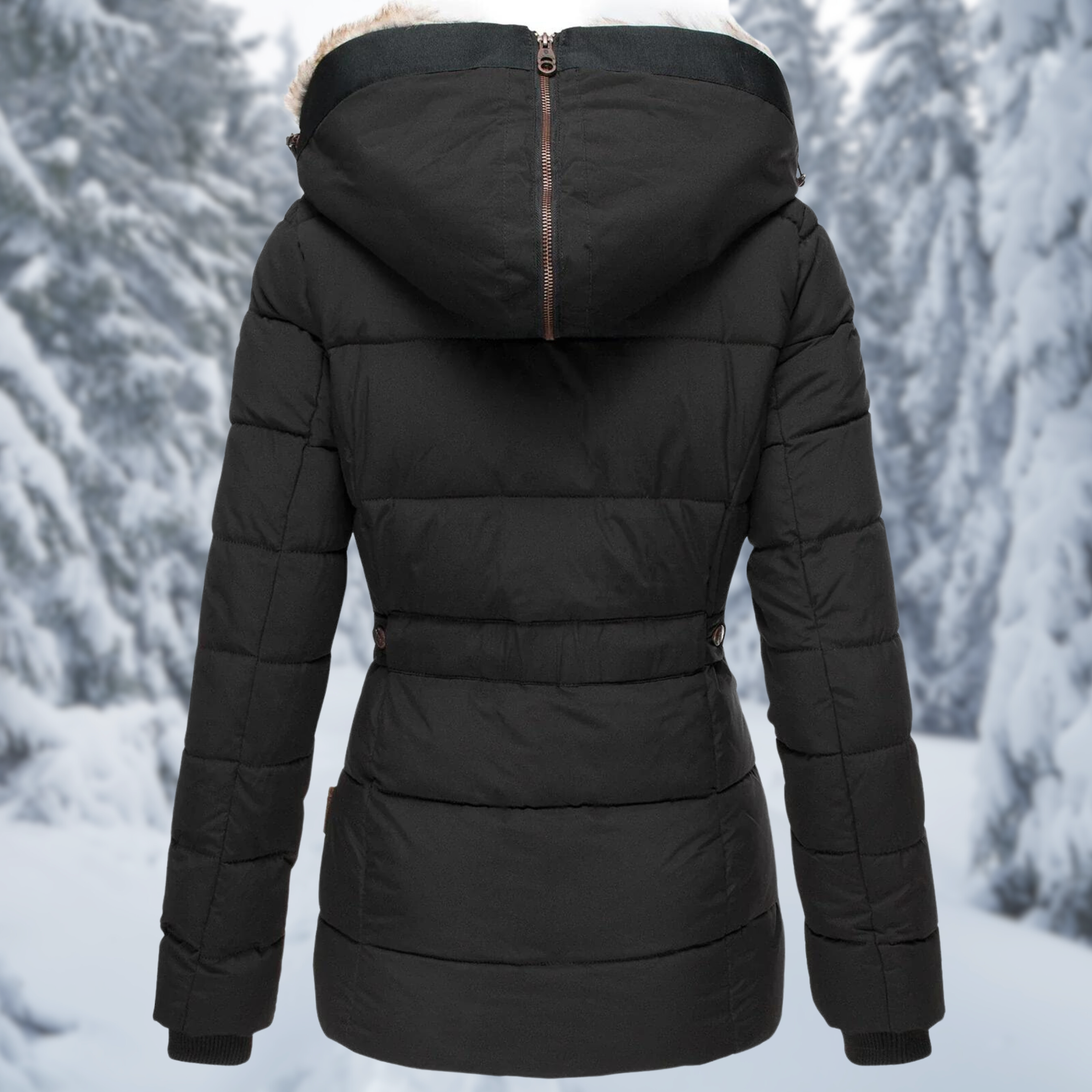Damen Winterjacke mit Kapuze und markantem Steppmuster