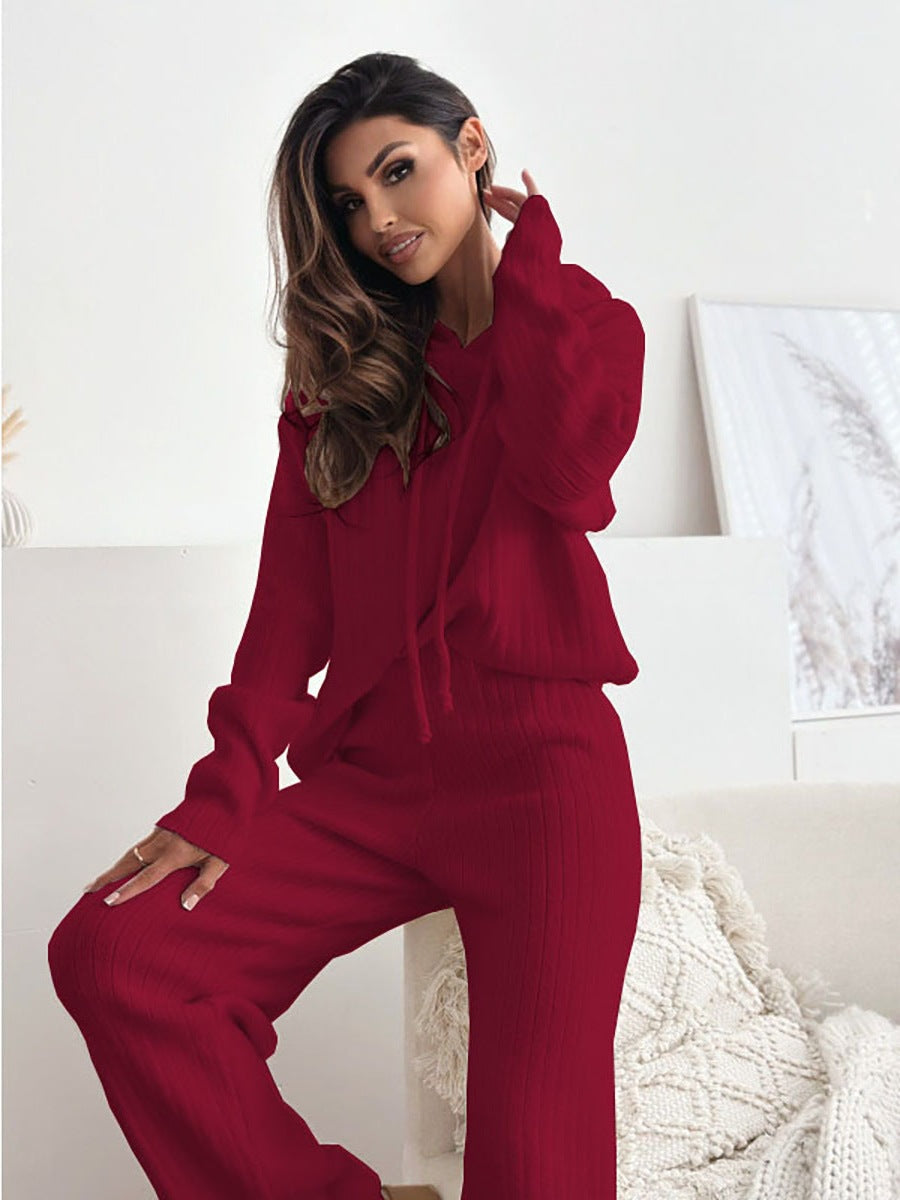 Damen Komfortabler Strickanzug mit Kapuze WW 3