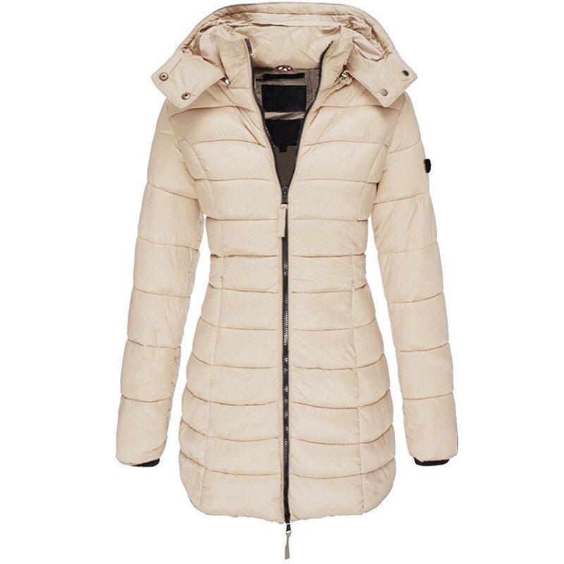 Damen Langer Winter-Pufferjacke | Kapuze 3