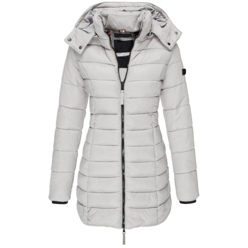 Damen Langer Winter-Pufferjacke | Kapuze 6