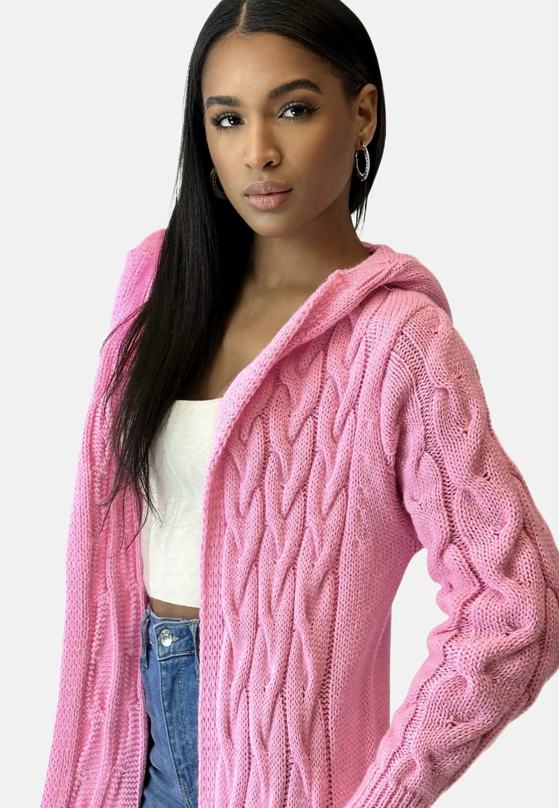 Damen Strickjacke Mit Kapuze Und Struktur | Warm 4