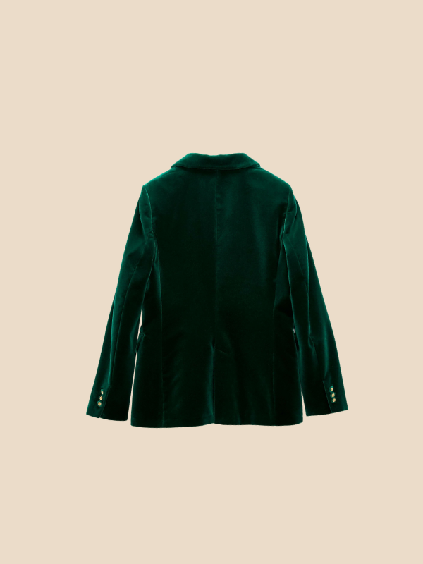 Damenblazer aus Samt mit Reverskragen und Knopfverschluss
