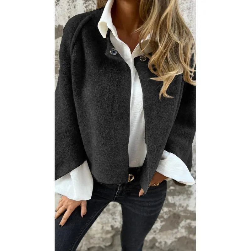 Einfarbige Jacke mit langen Ärmeln