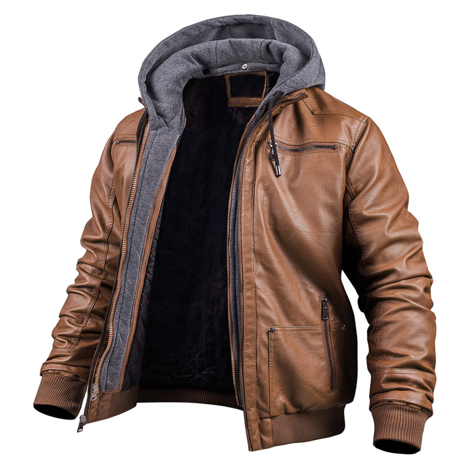 Elegante Lederjacke Herren mit Kapuze für jeden Tag 4