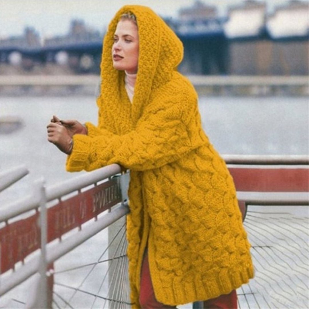 Elinza - Gestrickte lange Strickjacke für Frauen