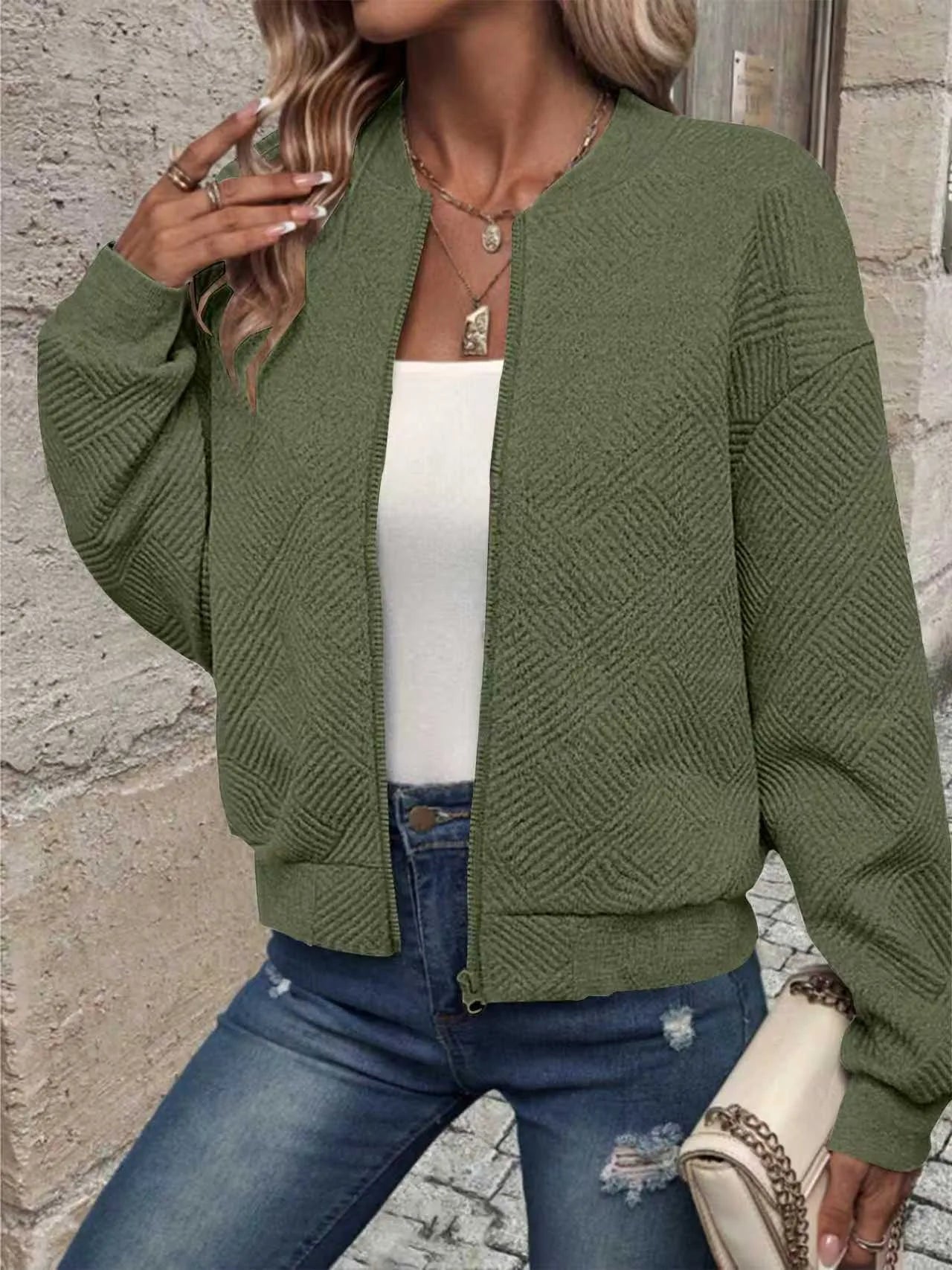 Grenzüberschreitender Außenhandel: Modische und lässige Damenjacken mit Reißverschluss aus Europa, Amerika und Südostasien 3