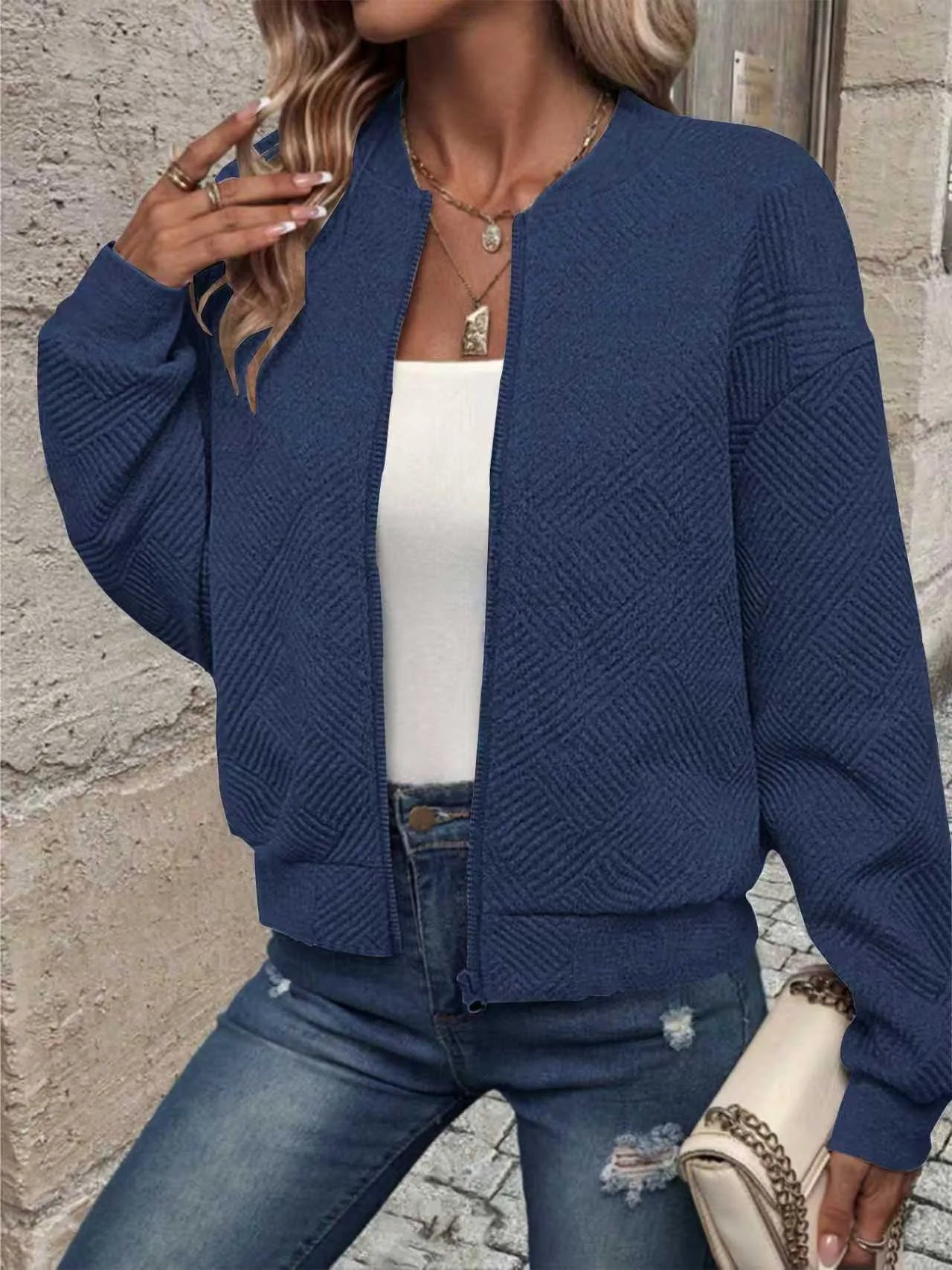 Grenzüberschreitender Außenhandel: Modische und lässige Damenjacken mit Reißverschluss aus Europa, Amerika und Südostasien 4