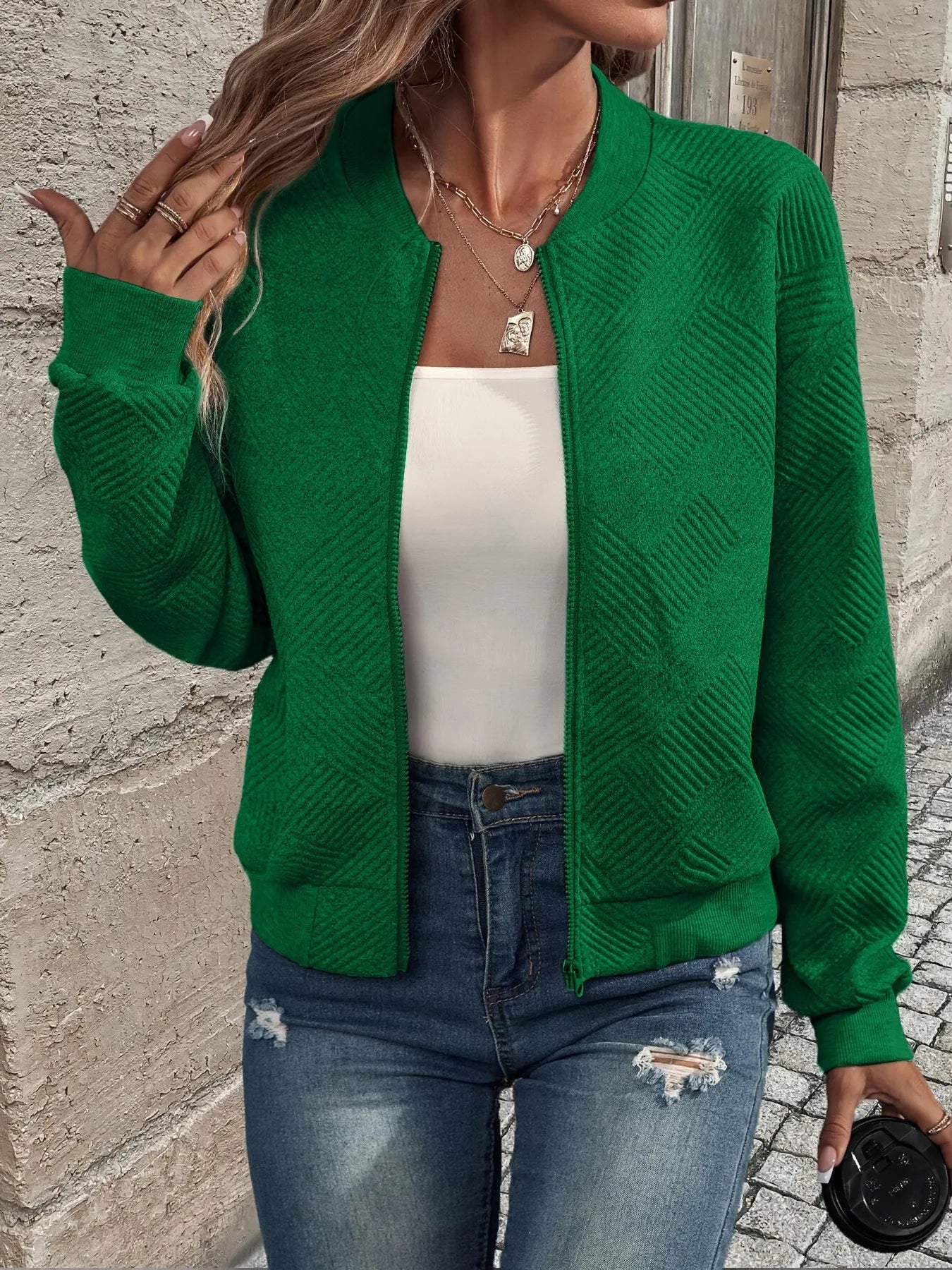 Grenzüberschreitender Außenhandel: Modische und lässige Damenjacken mit Reißverschluss aus Europa, Amerika und Südostasien 7