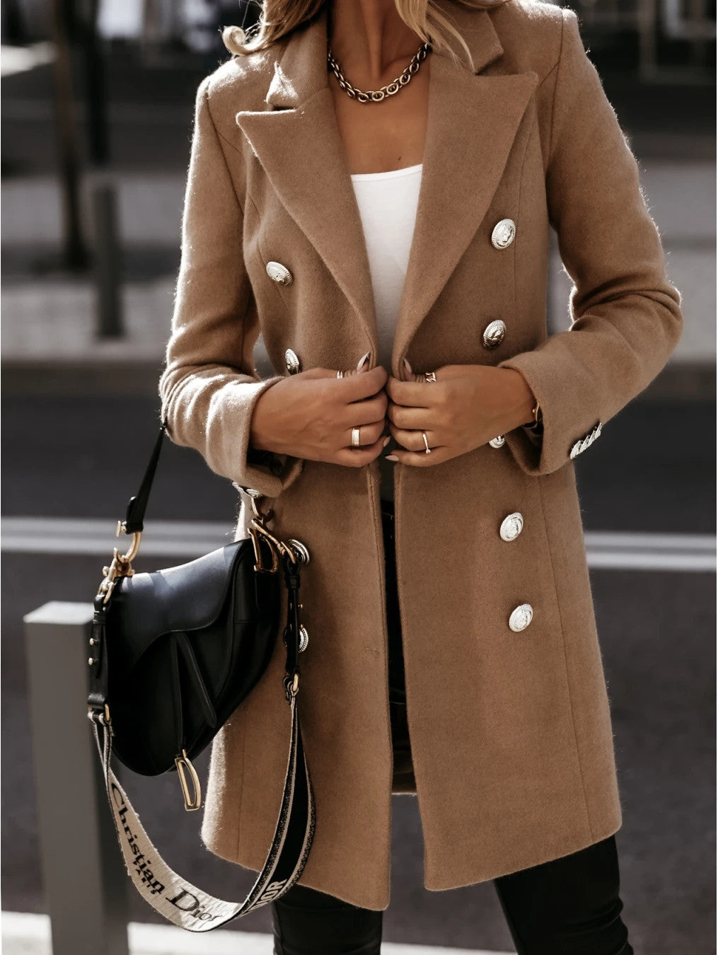 Solide Farbe Mantel Jacke - Lozenda