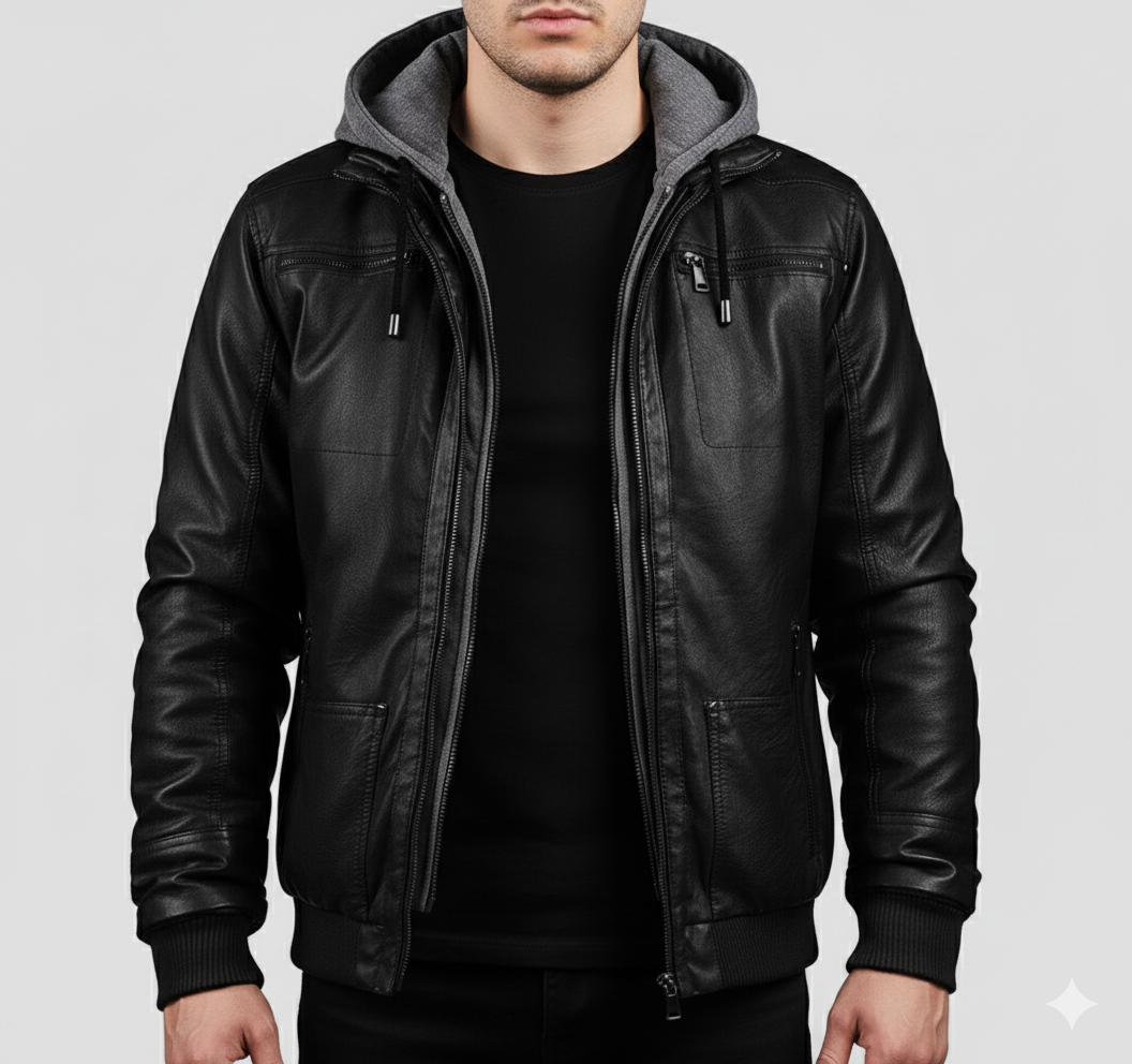 Herren Jacke mit Kapuzeneinsatz und klar geführter Linienausarbeitung