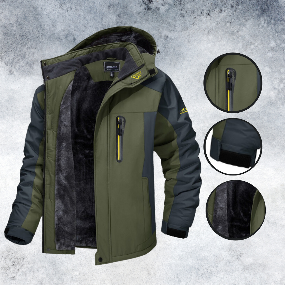 Herren Outdoor-Jacke mit Kapuze und mehrteiliger Farbaufteilung
