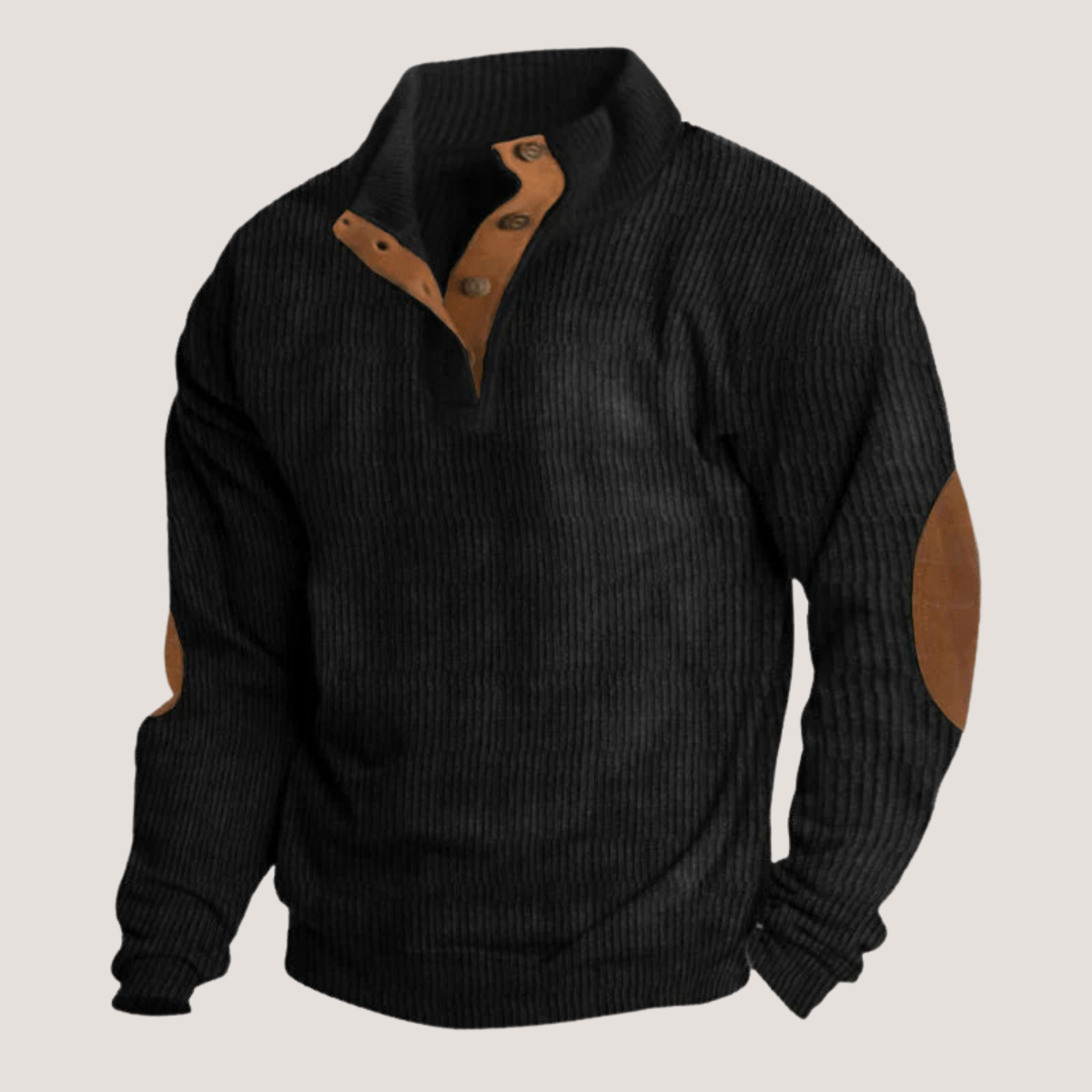 Herren Pullover mit Rippenstruktur und Wildleder-Ellbogenpatches