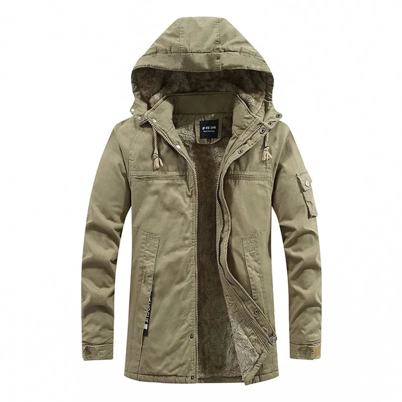 Herren-Winterjacke mit Fleecefutter und Kapuze