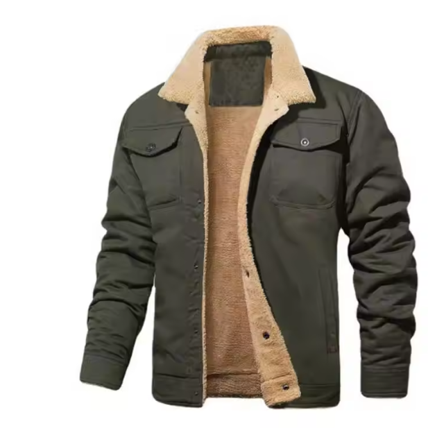 Herren Winterjacke mit Teddykragen und Fronttaschen
