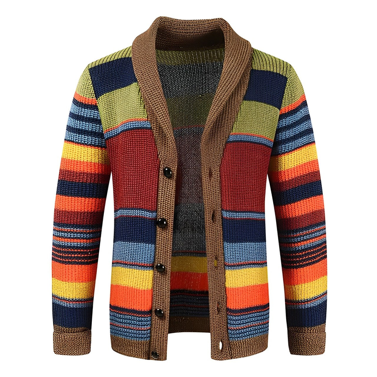 Herren Retro-Cardigan mit Farbblock und Knopfleiste 1