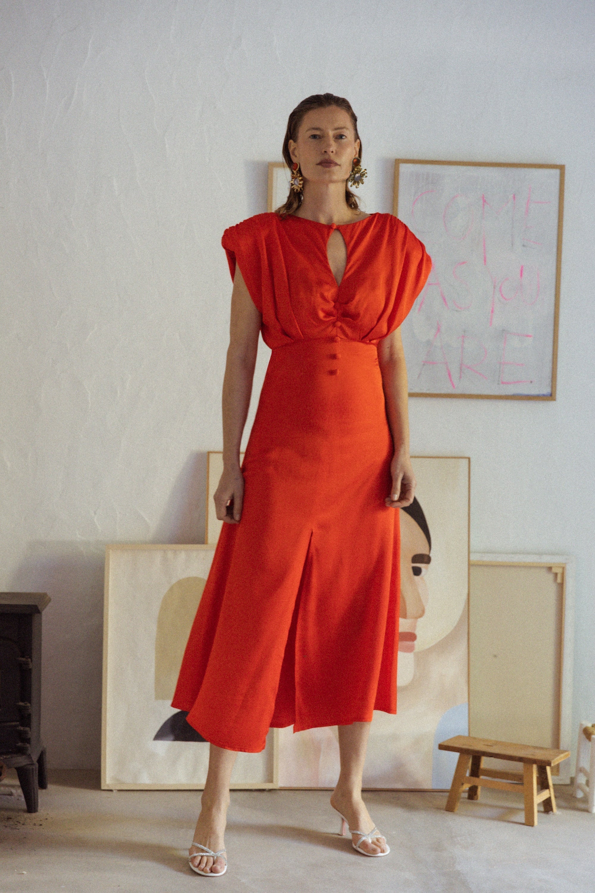 Damen Abendkleid Elegantes Design in Vivid Red - Lisa-2