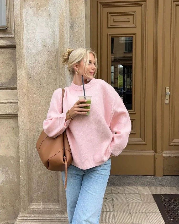 Elizabeth - Trendiger Oversize-Pullover in Rosa