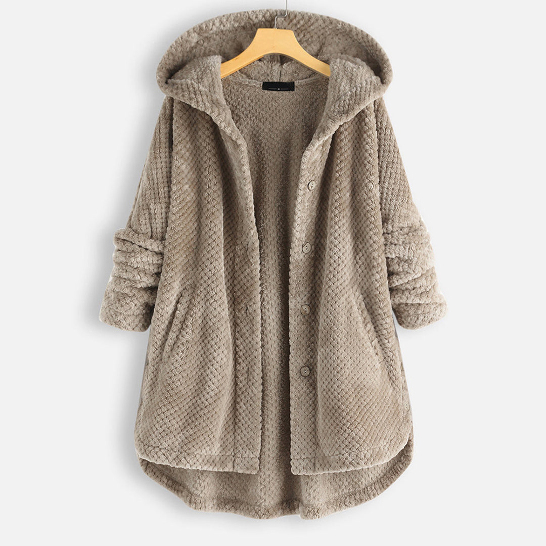 Wendbare Fleece-Strickjacke mit Kapuze für Frauen