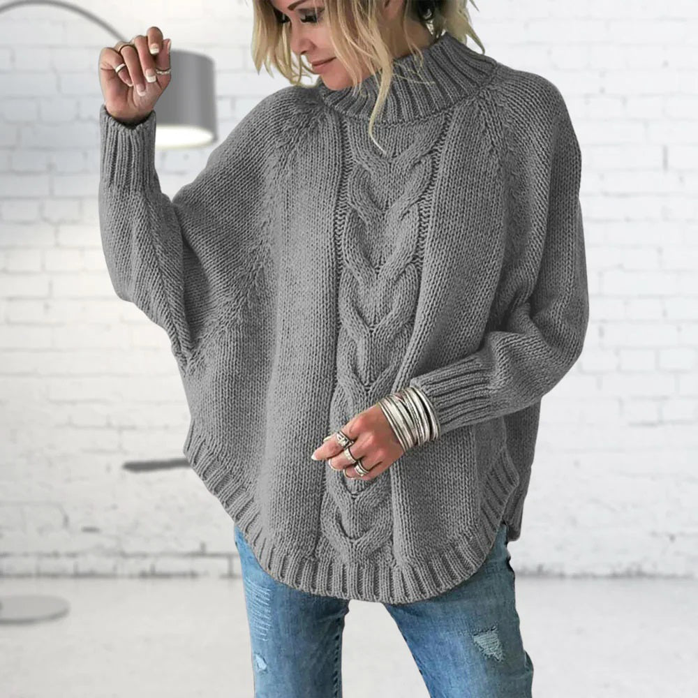 Langer Grobstrick-Pullover für Damen für Wärme und Komfort im Winter