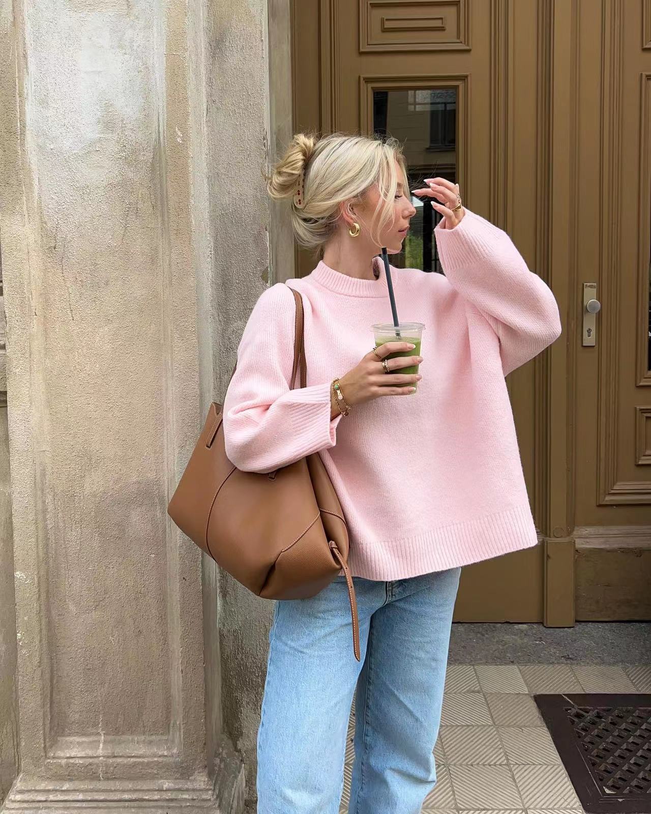 Elizabeth - Trendiger Oversize-Pullover in Rosa