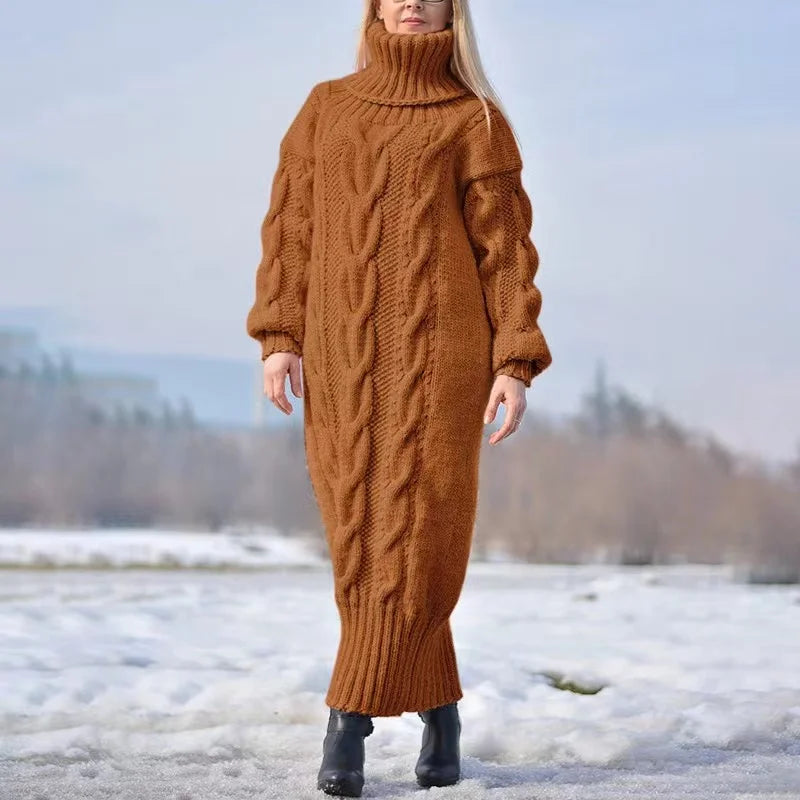 Lässiges Strickkleid mit Rollkragen für Winter