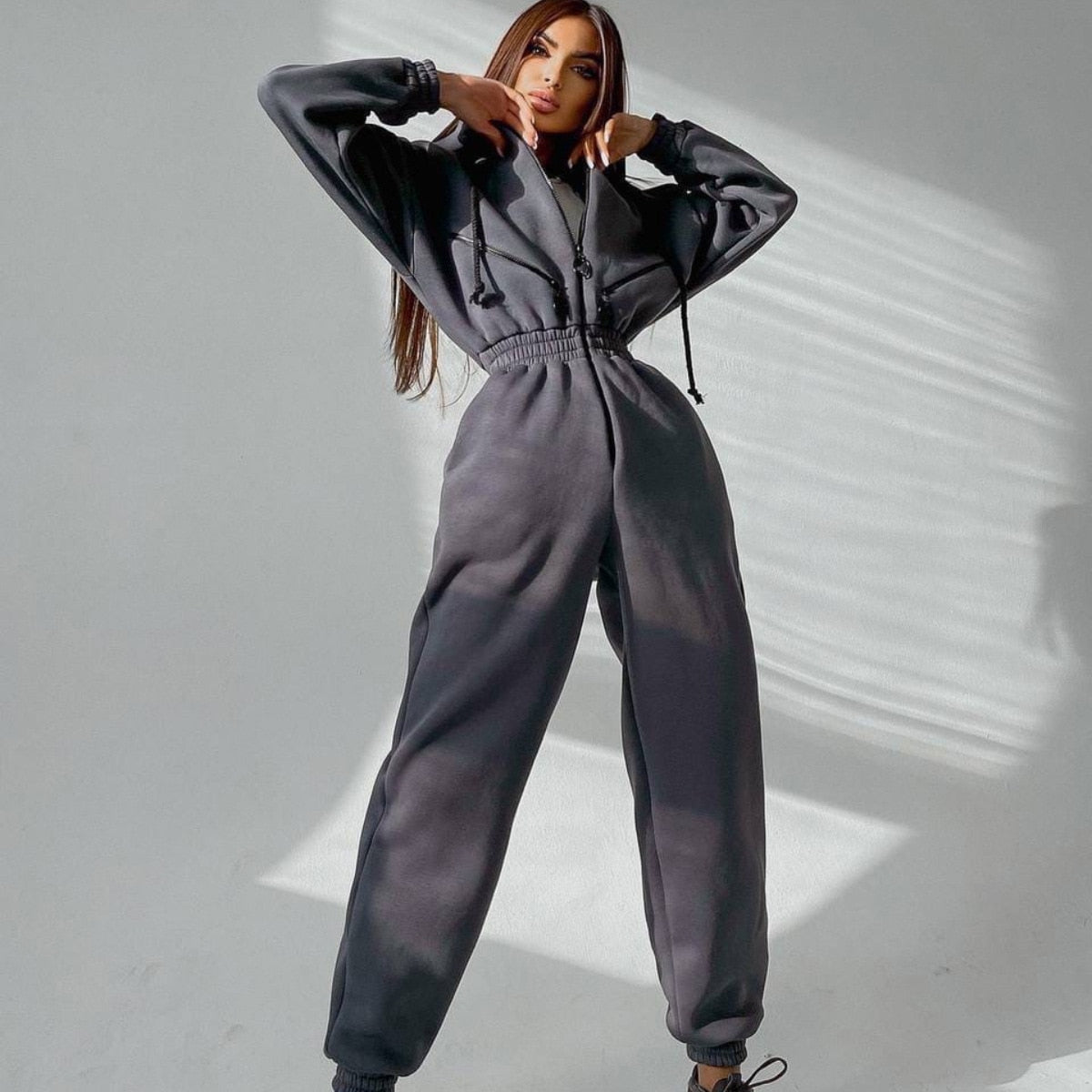 Lozenda - Damen Kapuzenanzug Jumpsuit