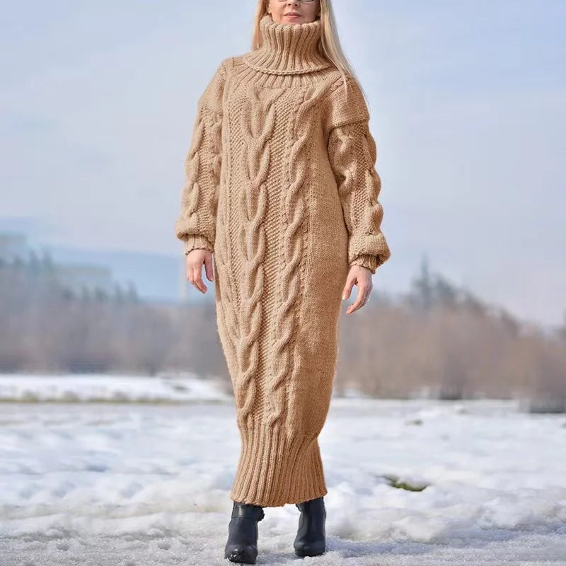 Lässiges Strickkleid mit Rollkragen für Winter