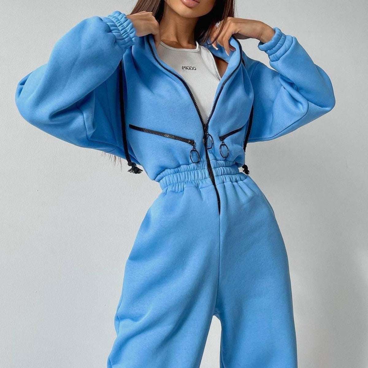 Lozenda - Damen Kapuzenanzug Jumpsuit