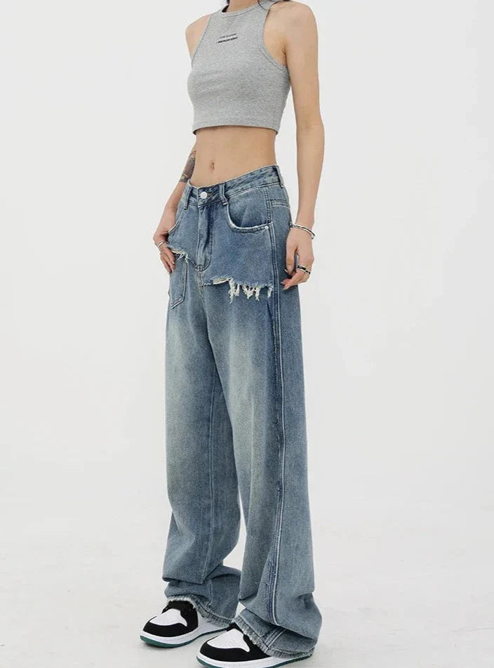 Denim-Jeans mit hoher Taille für Damen