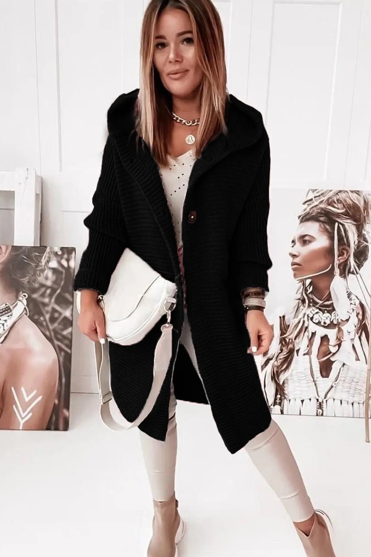 Samantha - Lässige Strickjacke mit Kapuze